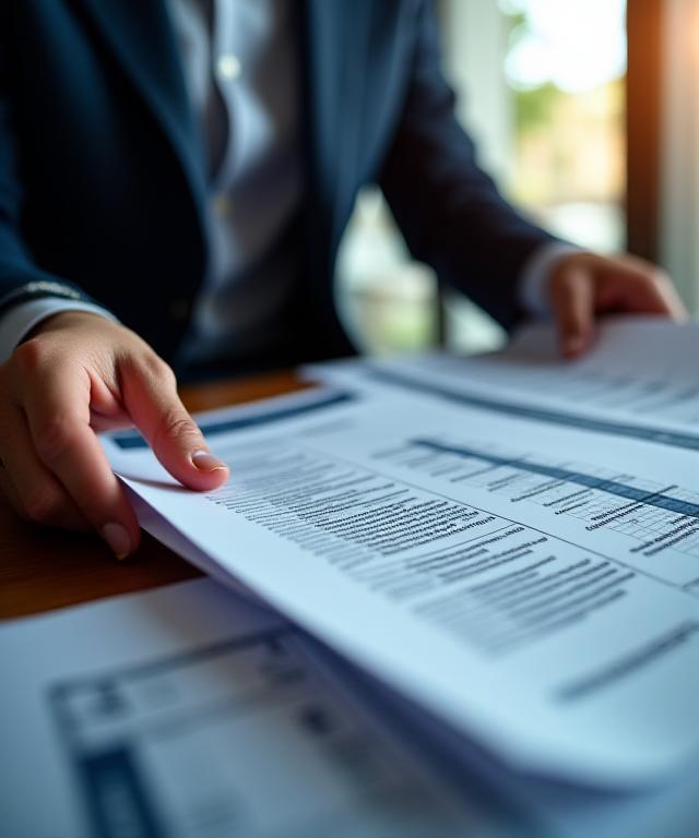 Close-up of a legal professional reviewing a technical industrial manufacturing contract